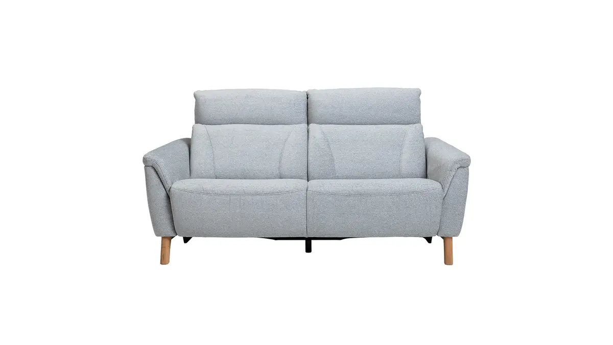 Sofa Nevin - 2,5-Sitzer inkl. Sitzvorzug (motorisch) und Kopfpolsterverstellung, Stoff, Silbergrau