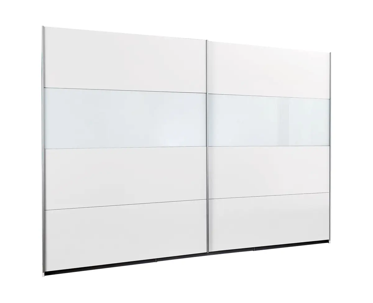 Schwebetürenschrank ROMAN- B ca. 271 cm, Weiß, Glas Weiß