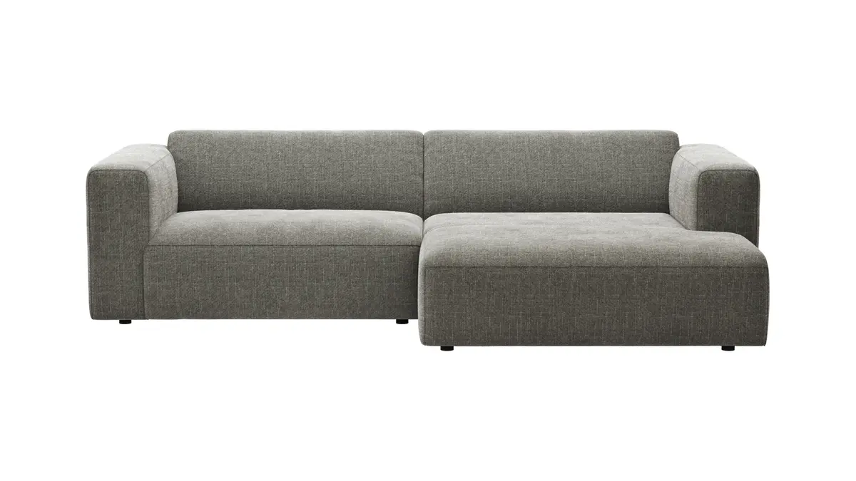 Ecksofa Laja - 1-Sitzer mit Longchair rechts, Stoff, Steingrau