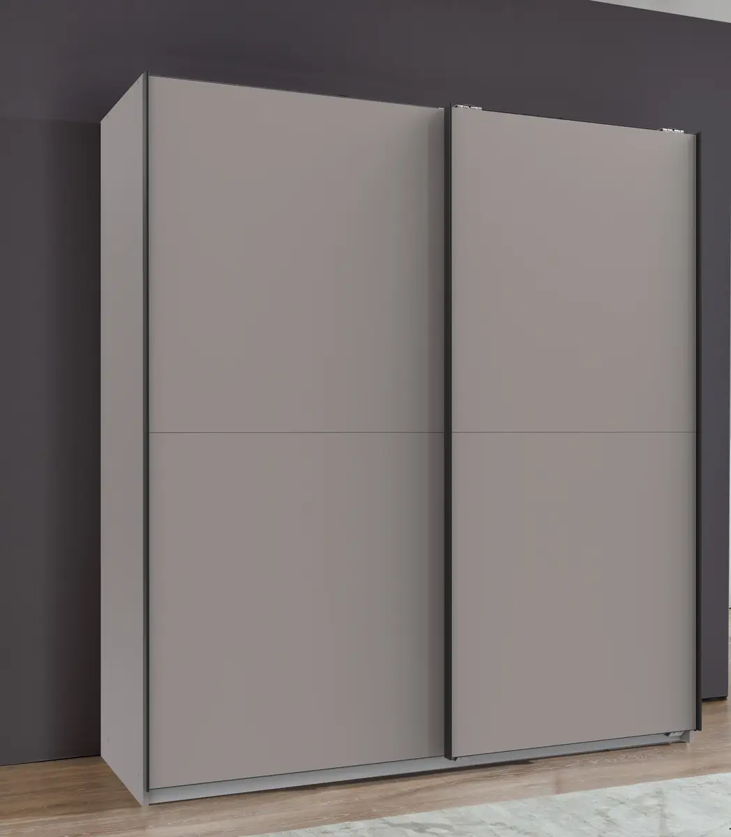 Schwebetürenschrank- B ca. 180 cm, Hellgrau