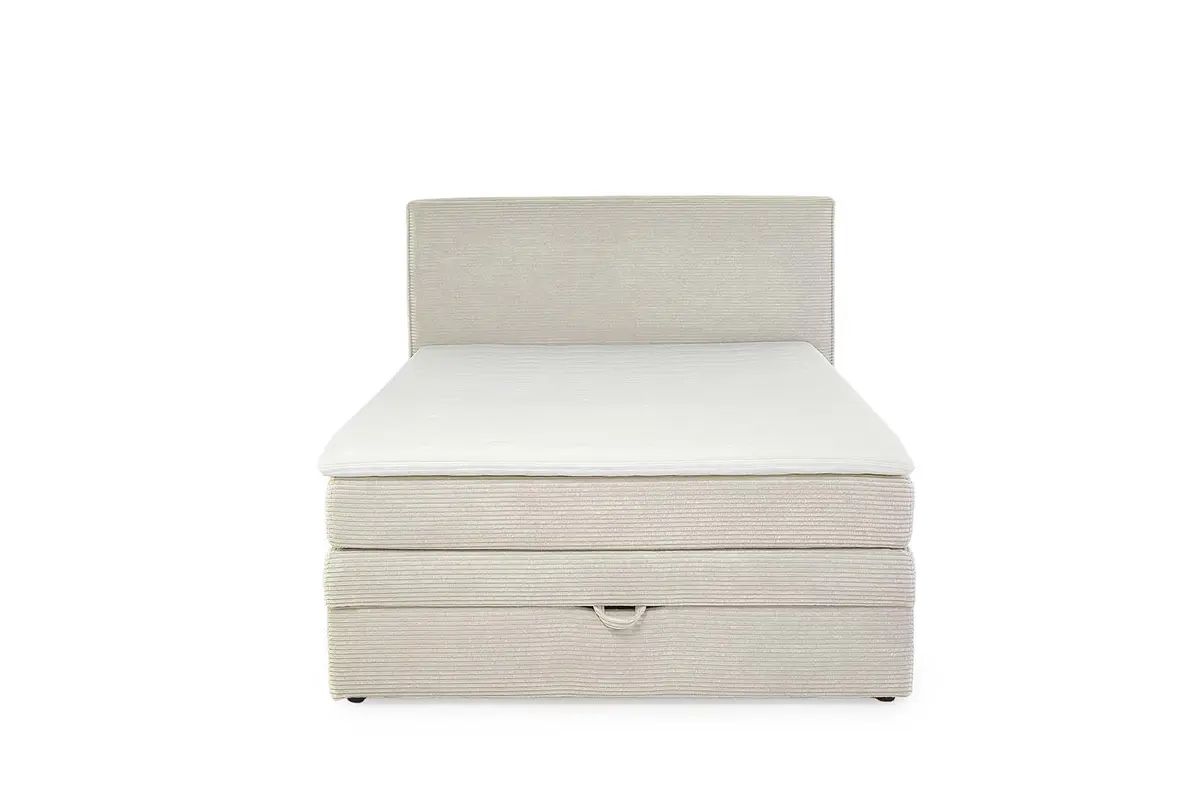 Boxspringbett JANETT- Liegefläche ca. 140x200 cm, Stoff, Creme
