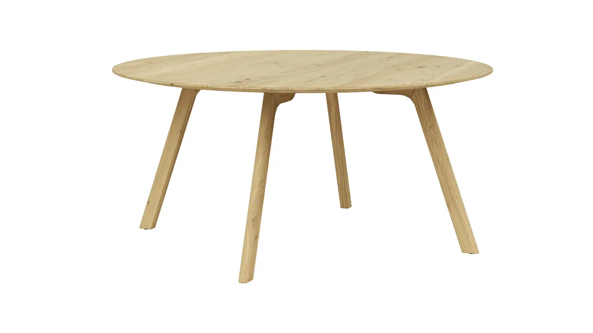 Esstisch Phoenix - LBH ca. 160x160x75 cm, Eiche massiv, Bianco geölt, rund