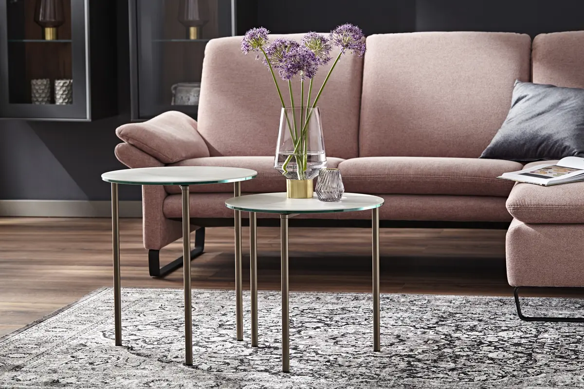 Couchtisch Combra - D ca. 45 cm, Keramik, Weiß