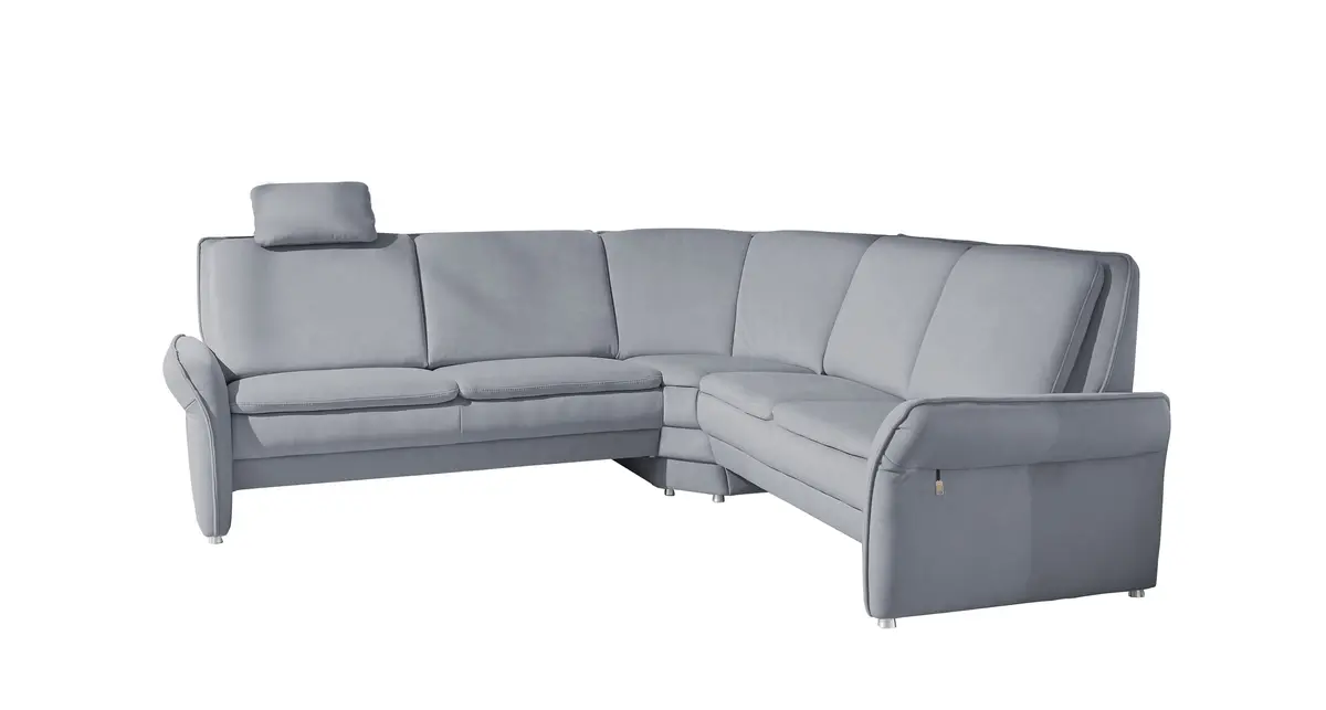 Polstergarnitur EM Sanna - mit Kopfstütze, Stoff, Blau