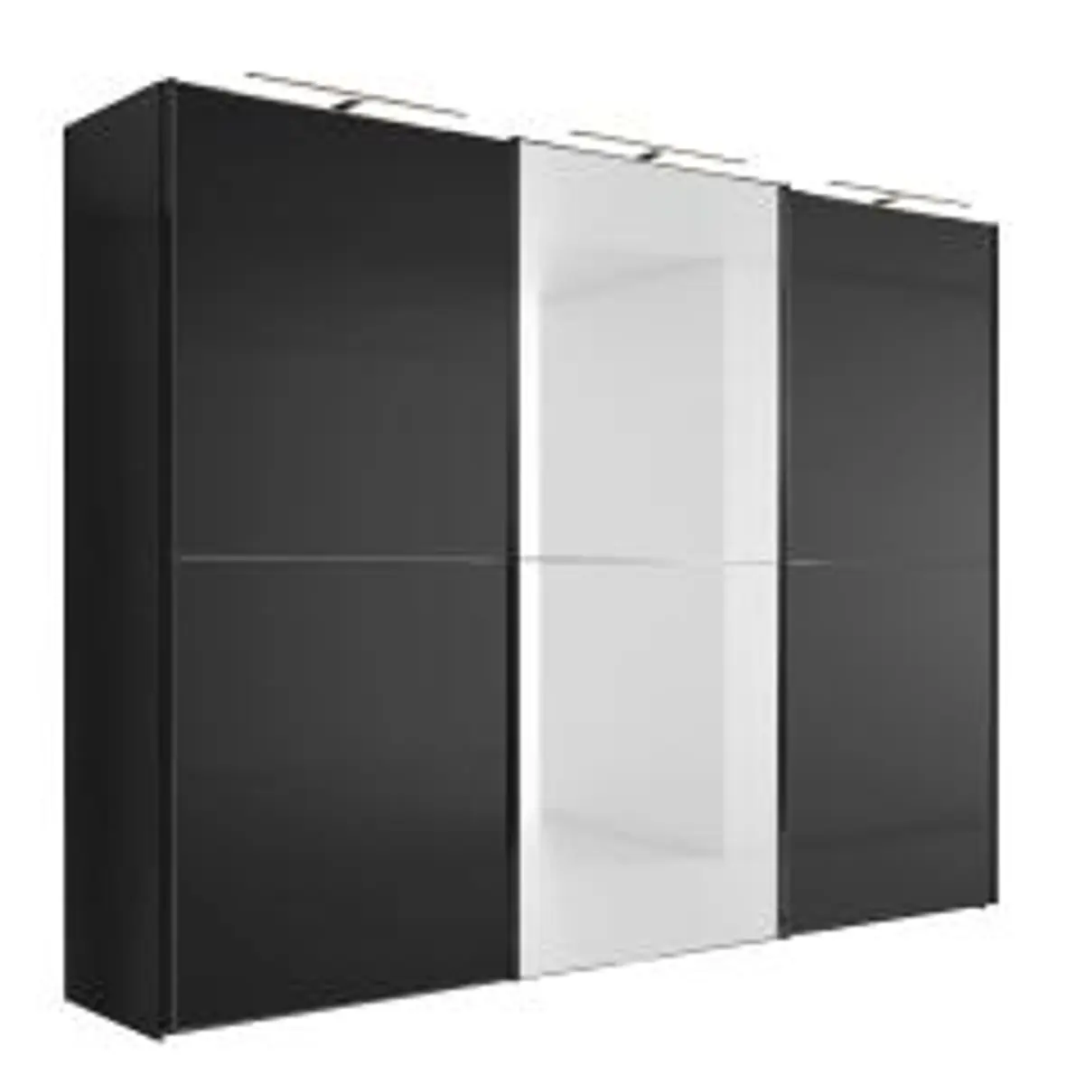 Schwebetürenschrank - B. ca. 280 cm, Anthrazitglas, Kristallspiegel