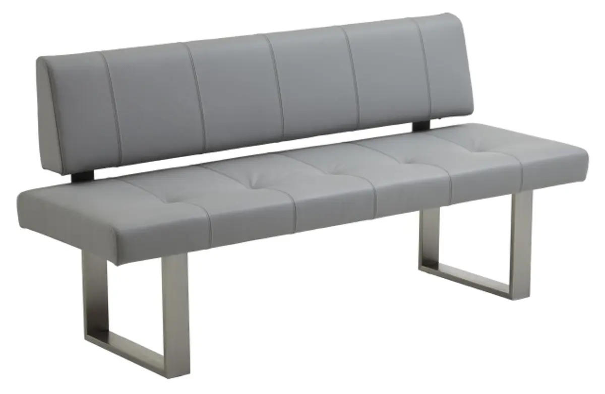 Design-Bank EM Zadar - Breite ca. 180, Leder, Hellgrau