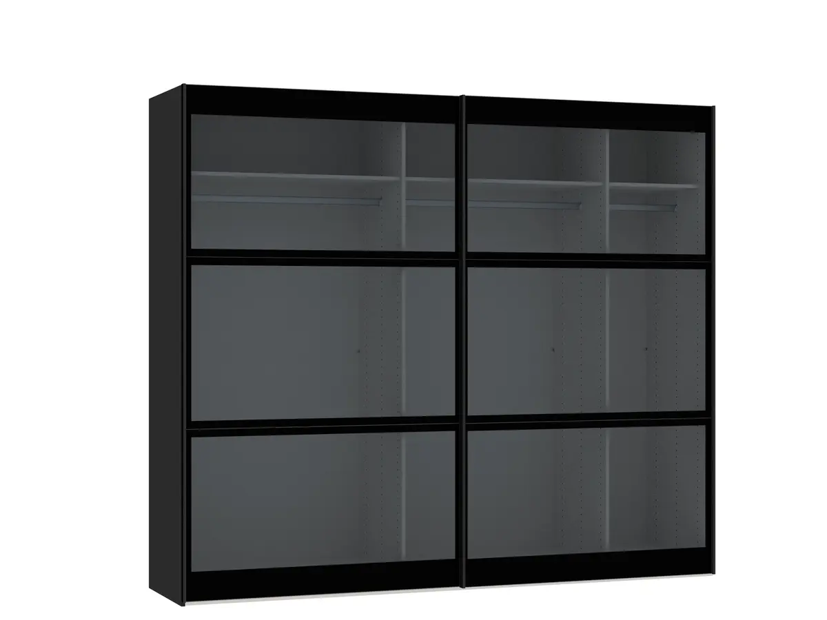 Schwebetürenschrank JOIN IT- B ca. 252 cm,  Schwarz, Rauchglas, Dunkel