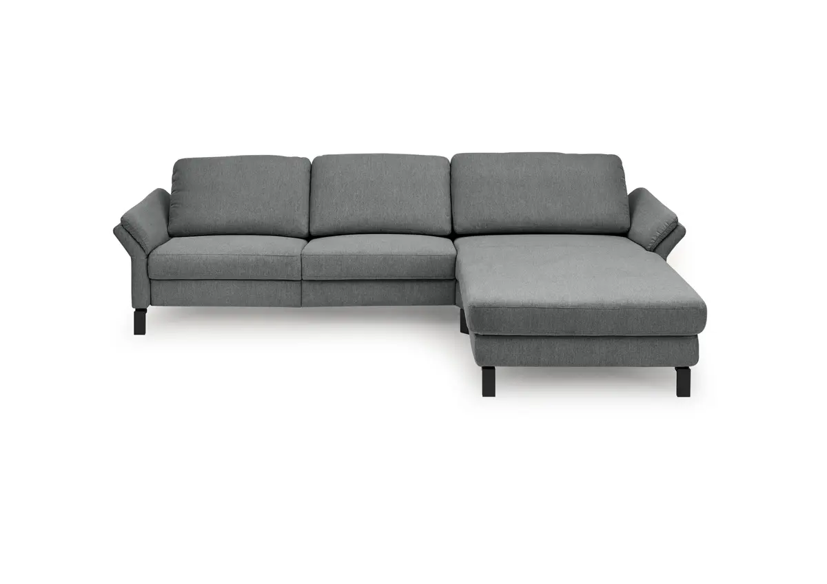 Ecksofa CALM PREMIUM 2.0 - 3-Sitzer mit Longchair rechts, Rückenlehne vertellbar, Stoff, Anthrazit