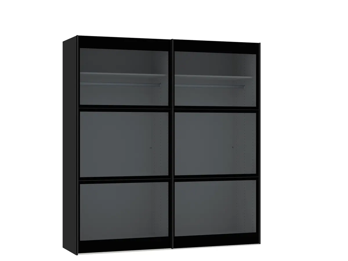 Schwebetürenschrank JOIN IT- B ca. 202 cm,  Schwarz, Rauchglas, Dunkel