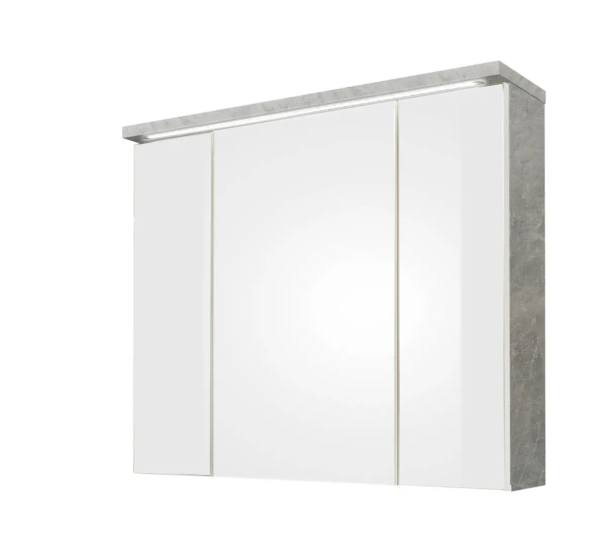 Spiegelschrank- B ca. 80 cm, Betonoptik, Weiß