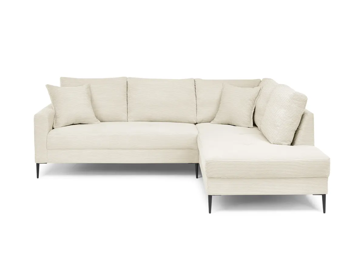 Ecksofa - 3-Sitzer, Ecke rechts, Stoff, Creme