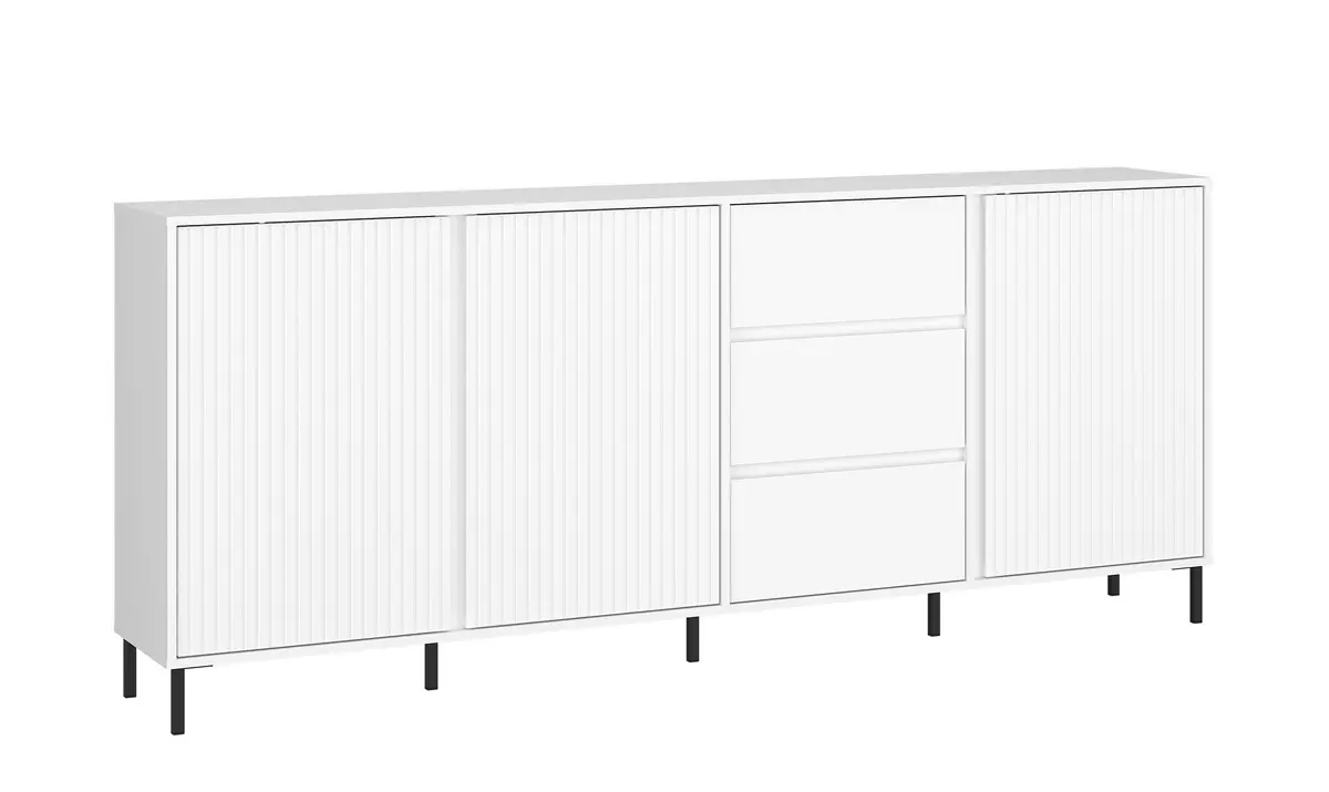 Sideboard - B ca. 212 cm, Weiß, Weiß Hochglanz