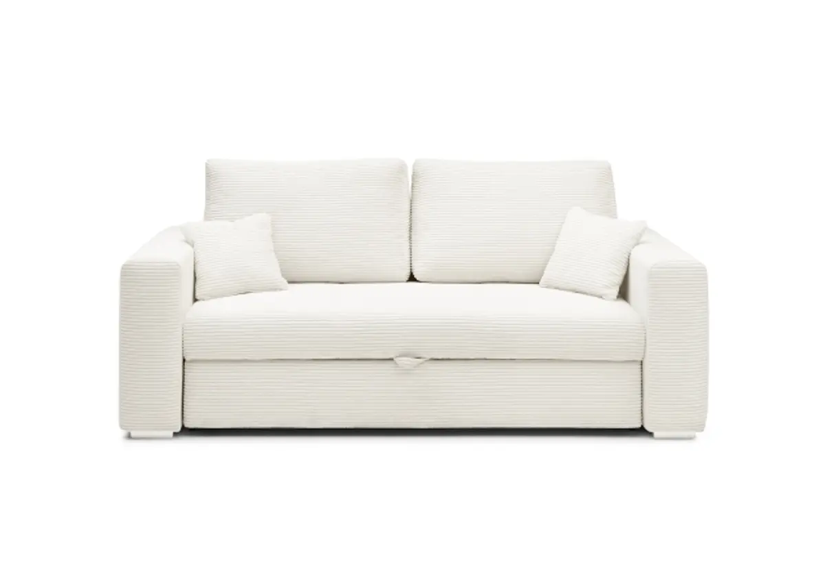 Sofa JORDEN 2 - 2-Sitzer inkl. Schlafftunktion mit Bettkasten, Stoff, Beige