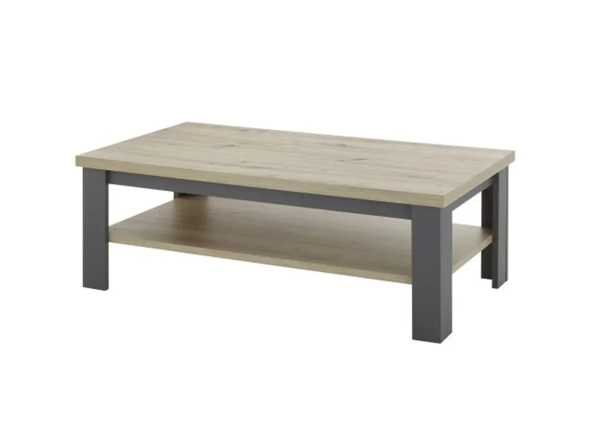 Couchtisch - LB ca. 115x65 cm, Artisan Eiche Nachbildung, Anthrazit