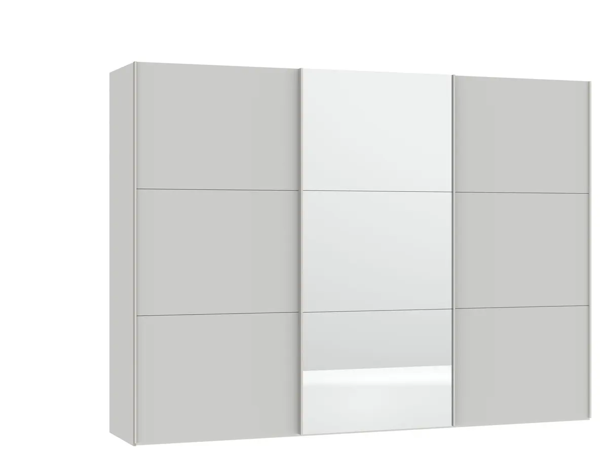 Schwebetürenschrank JOIN IT- B ca. 303 cm., Hellgrau, Matt, Spiegel