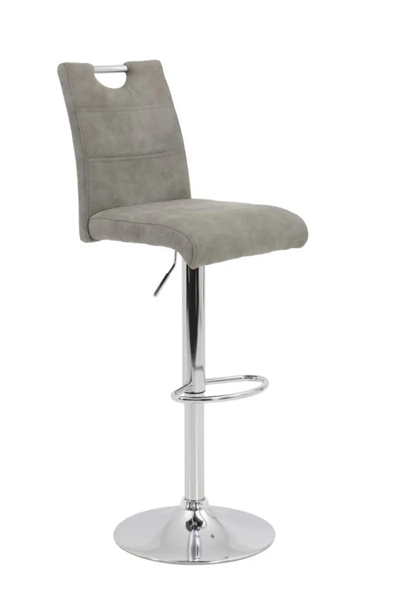Barhocker - höhenverstellbar, Stoff, Grau