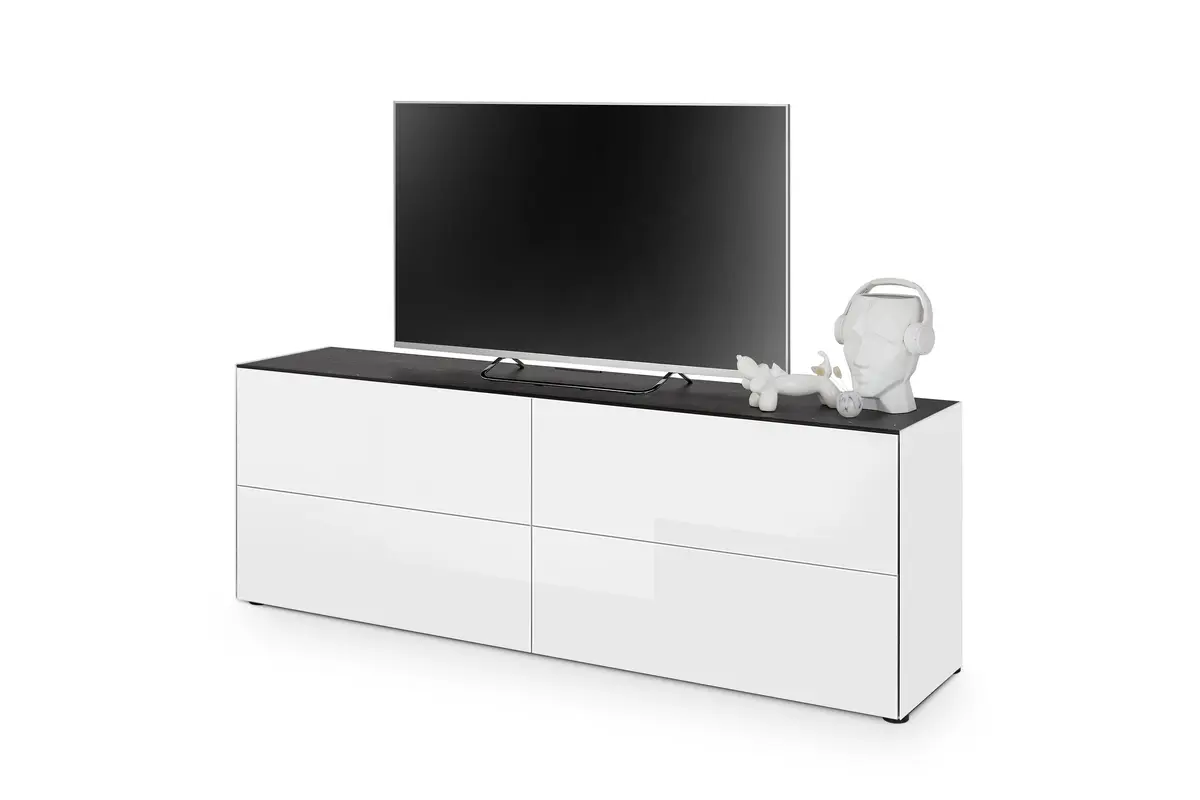 Lowboard - B ca. 181 cm, Weiß, Keramikoptik