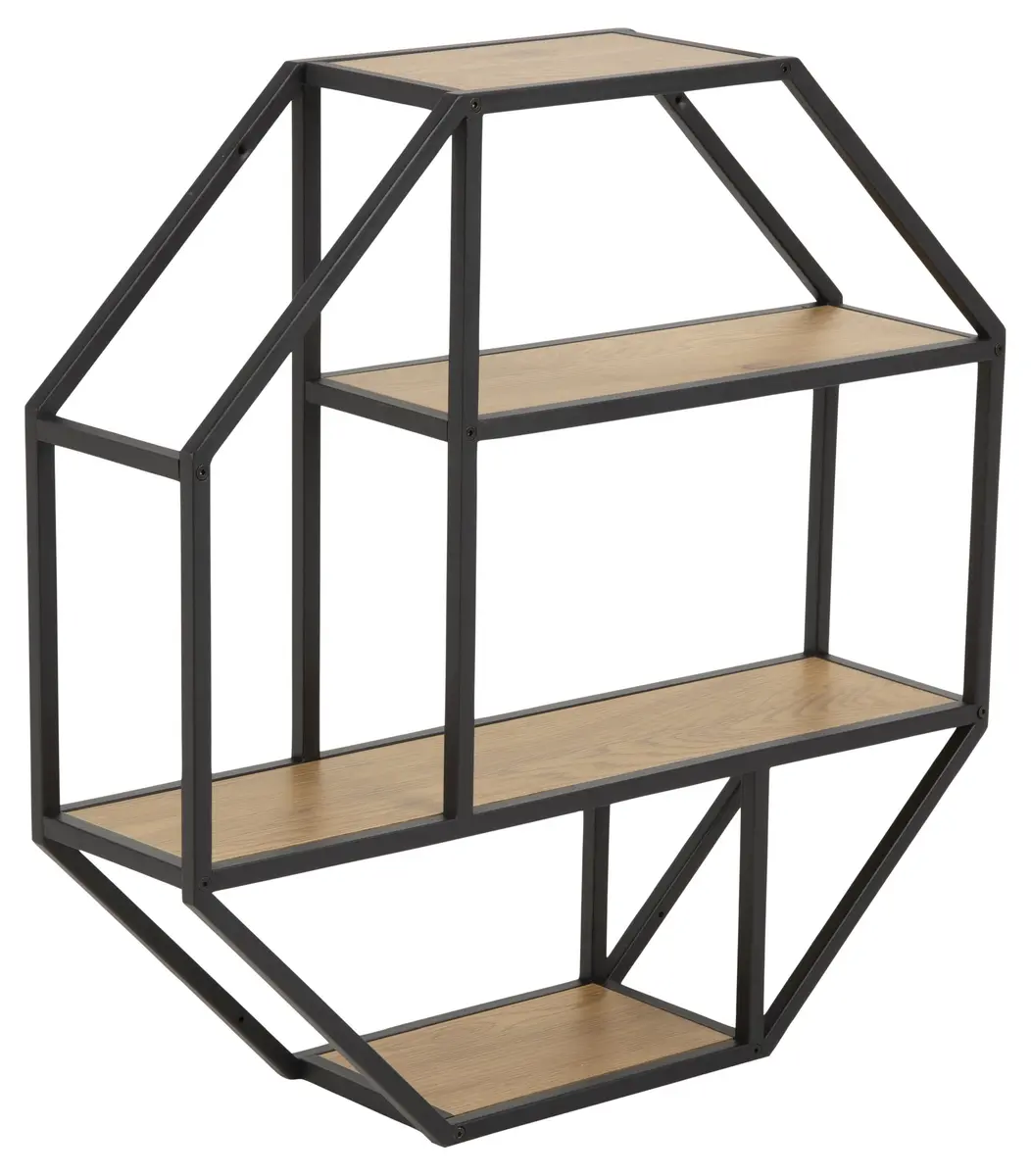 Wandregal - Wildeiche Nachbildung, Metall schwarz