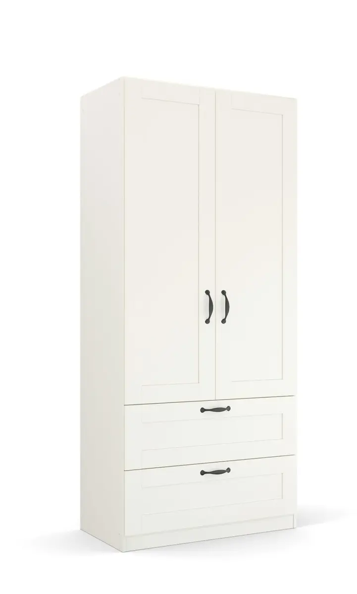 Drehtürenschrank ROMAN SPIN- B ca. 91 cm, Weiß, Landhausoptik