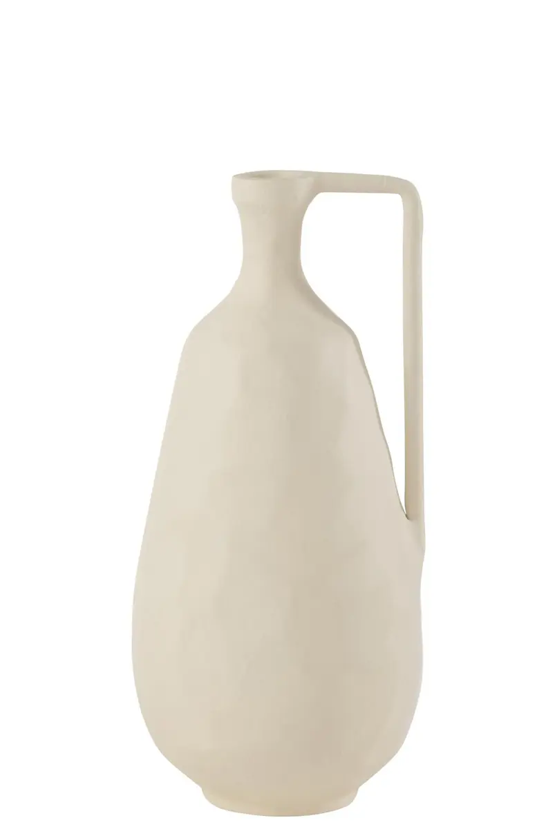 Deko-Vase - Aluminium, HBT ca. 35x16,5x16 cm, Cremeweiß