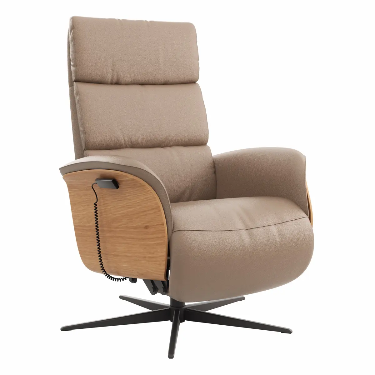 Relaxsessel Amila - Größe L, inkl. 4-motorischer Relaxfunktion und Aufstehhilfe, Leder, Rauchbraun