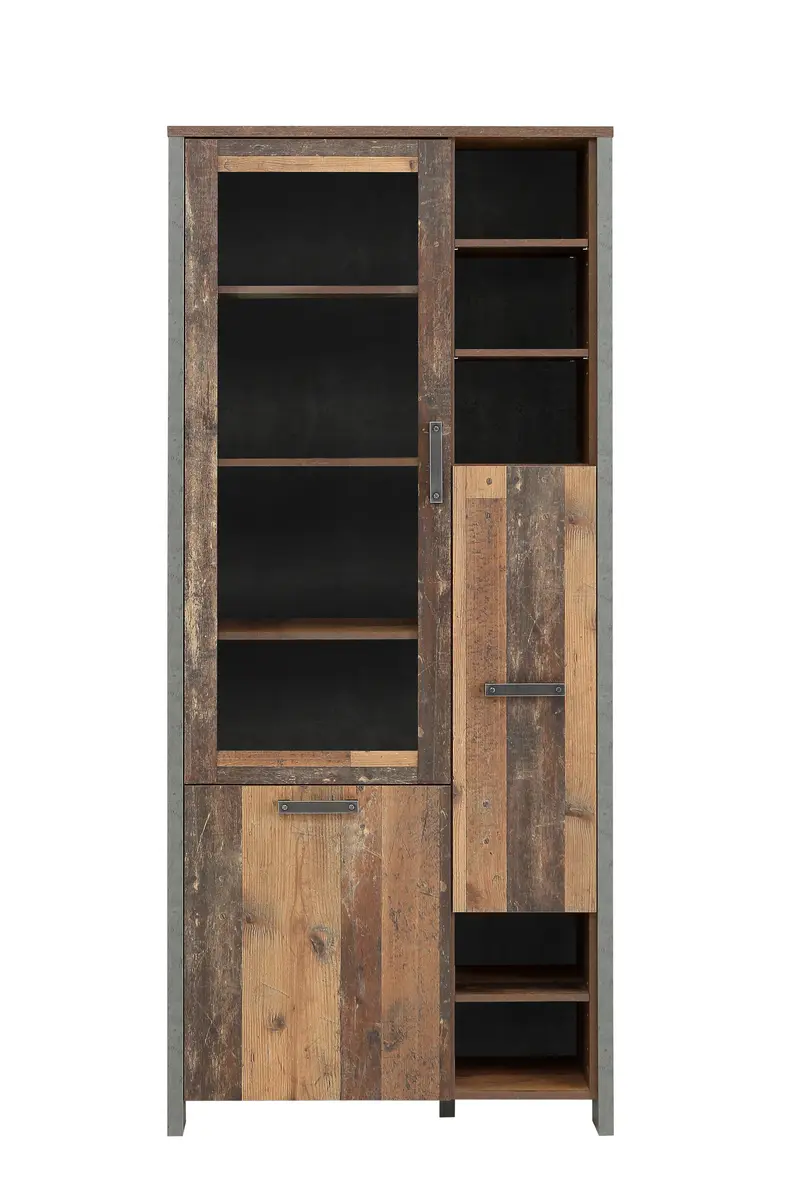 Highboardvitrine FEA - Old-Wood Vintage Dekor, Betonoptik