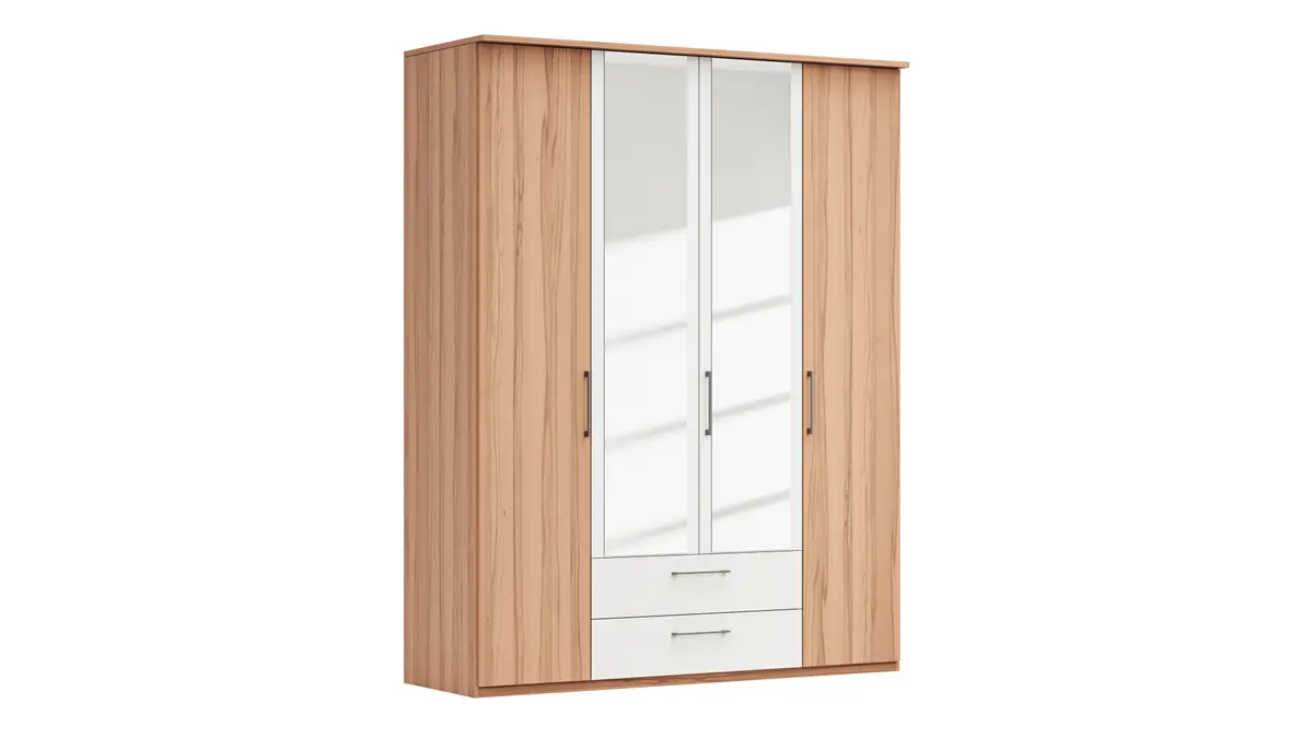 Drehtürenschrank Viana - B. ca. 180 cm, Furnier, Kernbuche, Weiß