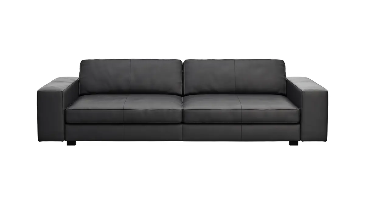 Sofa Aprino 1 - 4-Sitzer XXL, Leder, Schwarz, Armlehne Block
