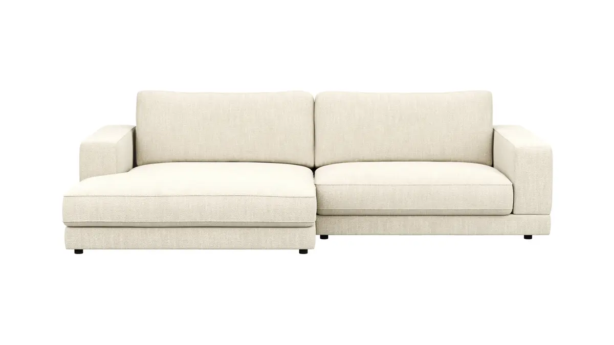 Ecksofa Juni - Longchair links mit 1,5-Sitzer, Stoff, Natur