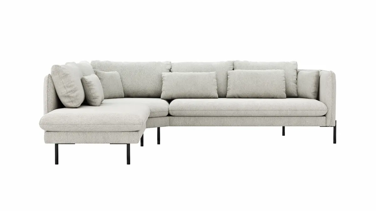 Ecksofa Birte - Ecke links, 2,5-Sitzer, Flachgewebe, Hellgrau