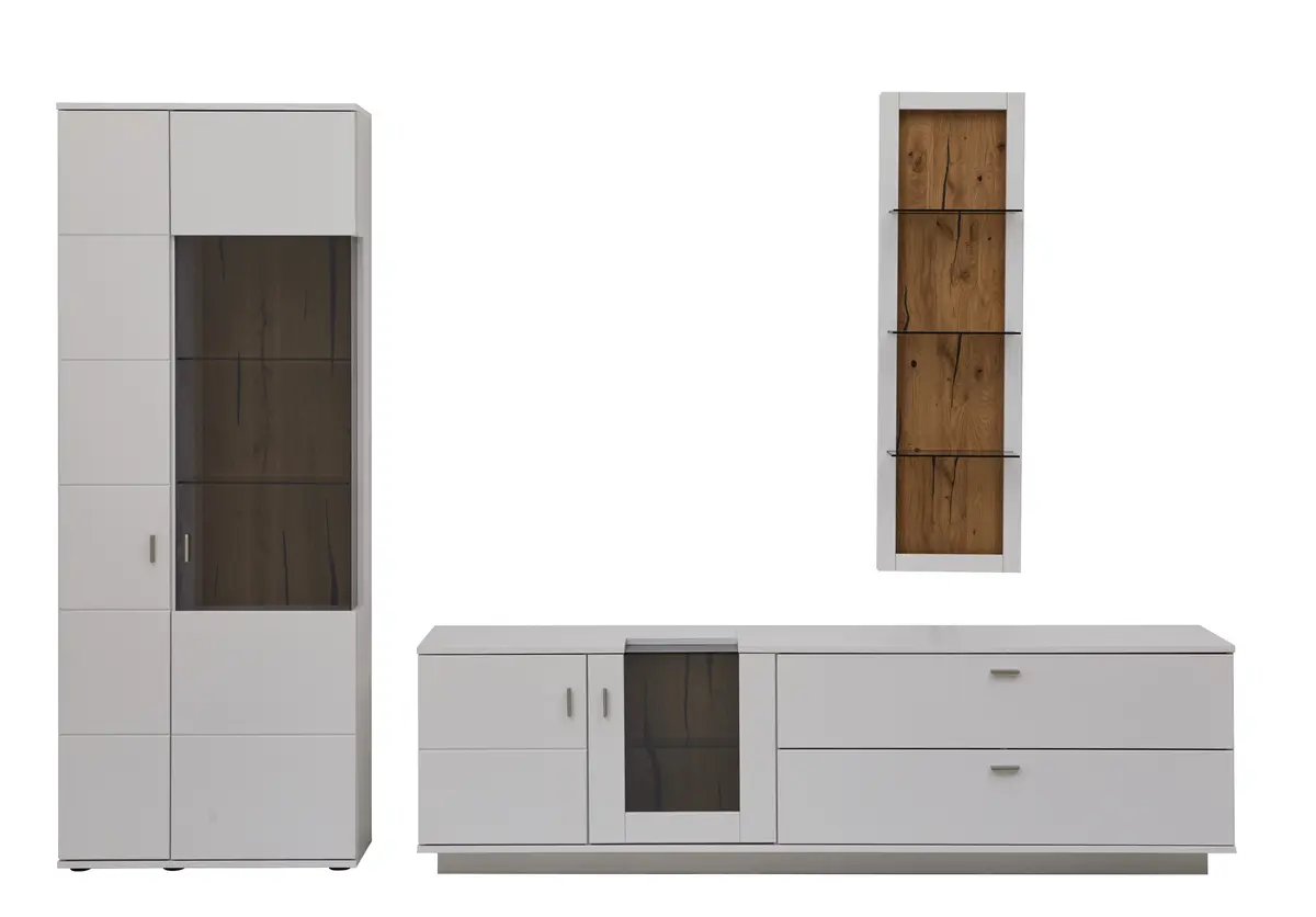 Wohnwand Rubia - Lack, Weiß