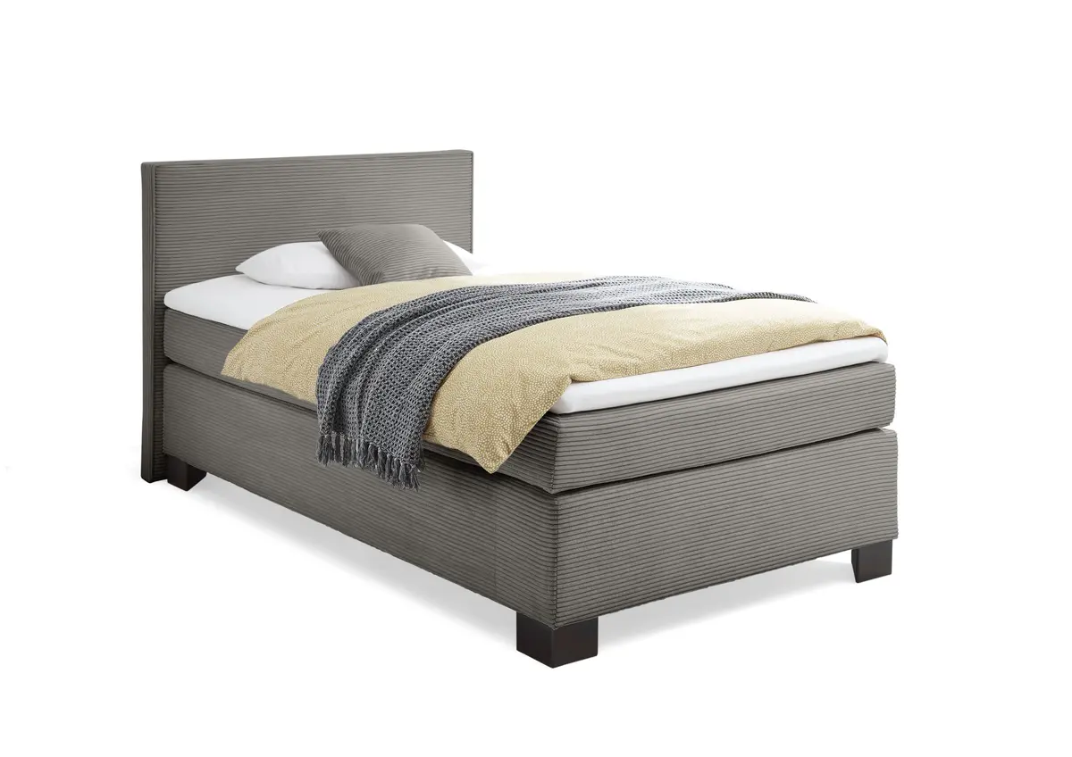 Boxspringbett HAIKOS- Liegefläche ca. 120x200 cm, Stoff, Anthrazit, TFK H3