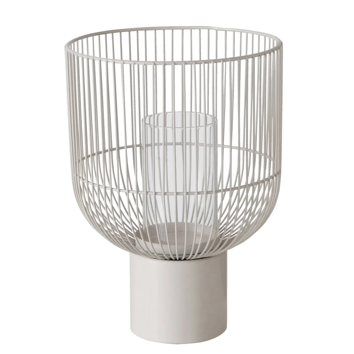 Windlicht - Glas/Eisen - Beige - DH ca. 22x30 cm