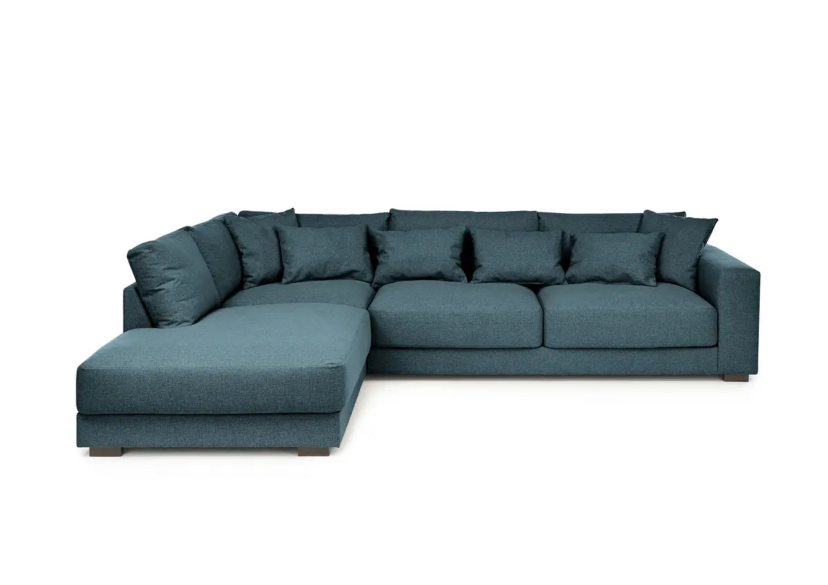 Ecksofa - Ecke links, 3-Sitzer, Stoff, Petrol