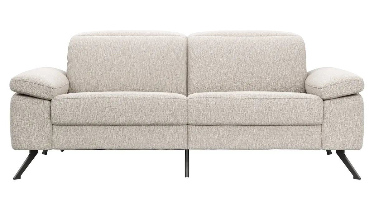 Sofa Rafaela 2.0 - 2,5-Sitzer inkl. 1x Relaxfunktion und Kopfteile verstellbar, Stoff, Champagner