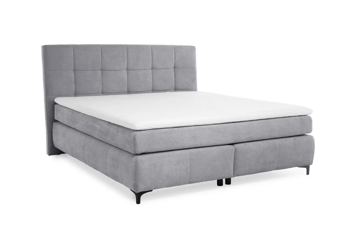 Boxspringbett- Ligefläche ca. 180x200 cm, Stoff, Hellgrau
