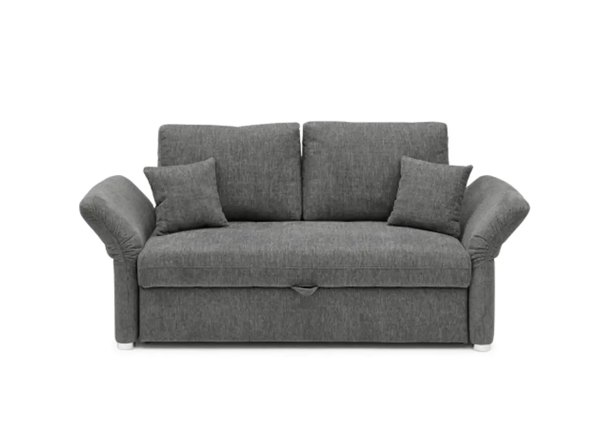 Sofa JORDEN - 2-Sitzer inkl. Schlaffunktion, verstellbaren Armlehnen, Stoff, Dunkelgrau