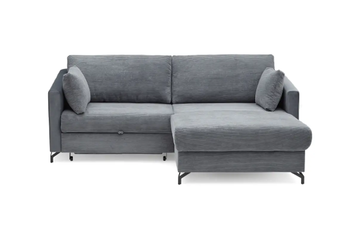 Ecksofa - 1,5-Sitzer, Ecke rechts inkl. Schlaffunktion und Bettkasten, Stoff, Anthrazit