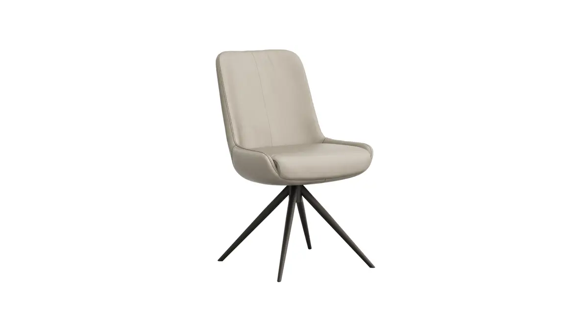 Stuhl Mis - Leder, Graubraun, Gestell, Schwarz