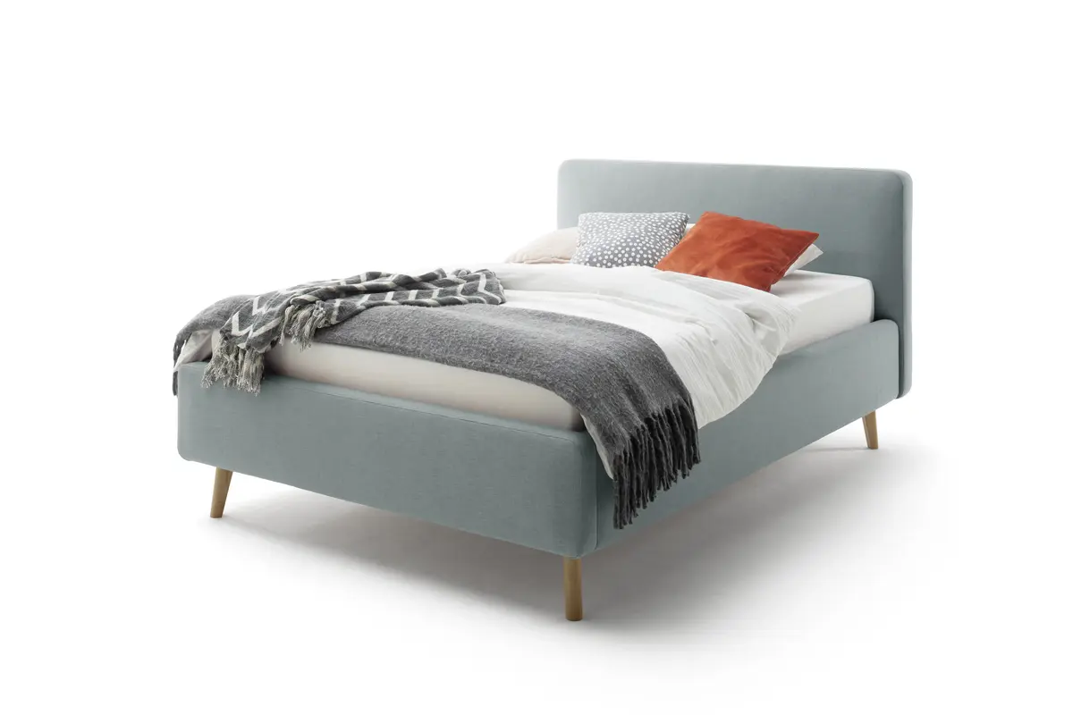 Polsterbett - Liegefläche ca. 140x200 cm, Stoff, Eisblau