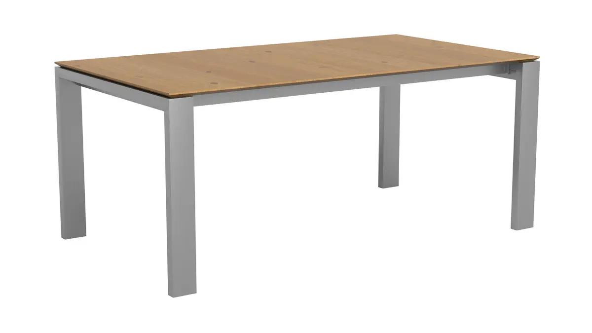 Esstisch 3400 - LB ca. 180x100 cm, ausziehbar, Asteiche massiv, 4-Fuss, Edelstahl