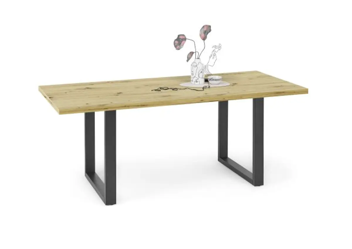 Esstisch - LB ca. 180x90 cm, Asteiche, Schwarz