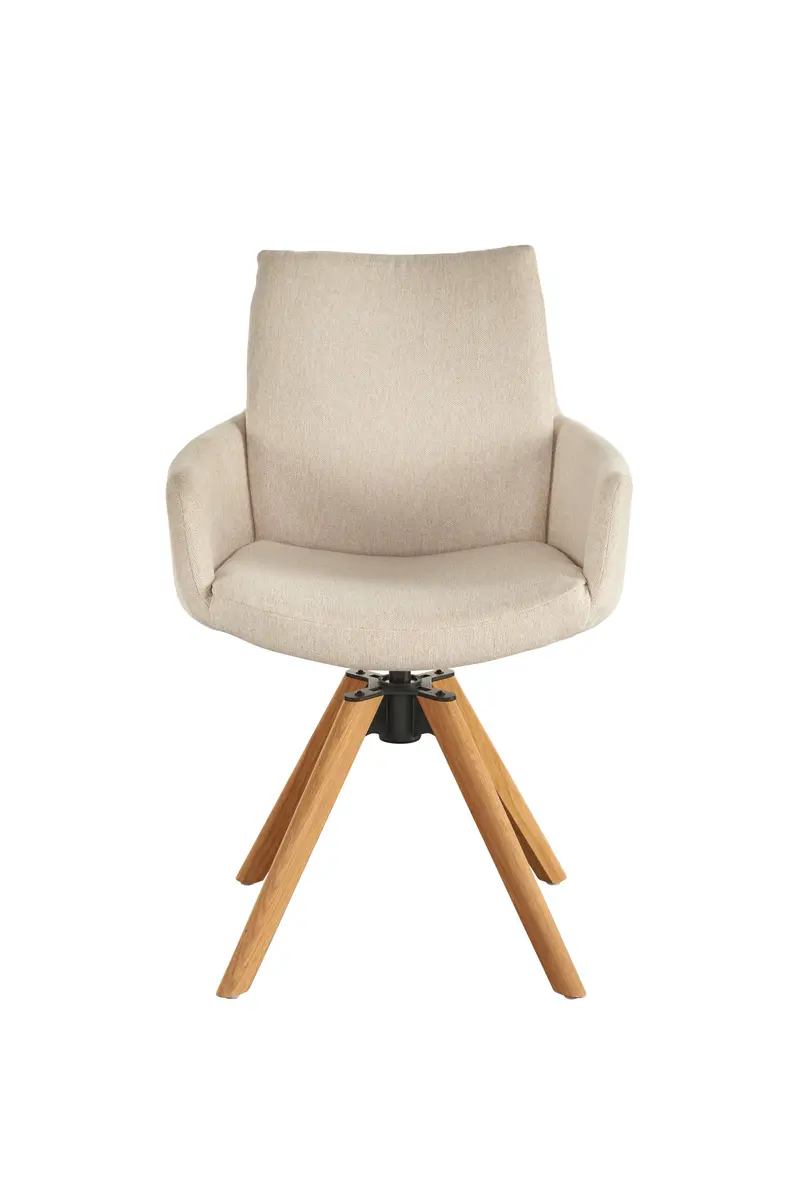 Polsterstuhl - mit Armlehne, drehbar, Stoff, Natur