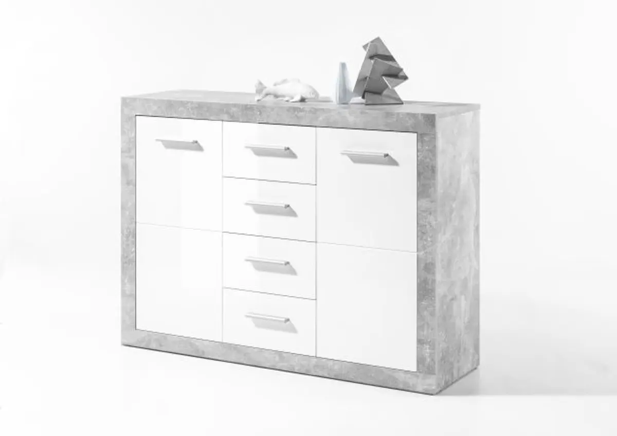 Kommode - Betonoptik Grau, Weiß