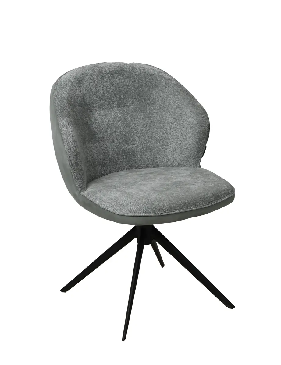 Stuhl MERRITH - drehbar, Stoff, Graublau