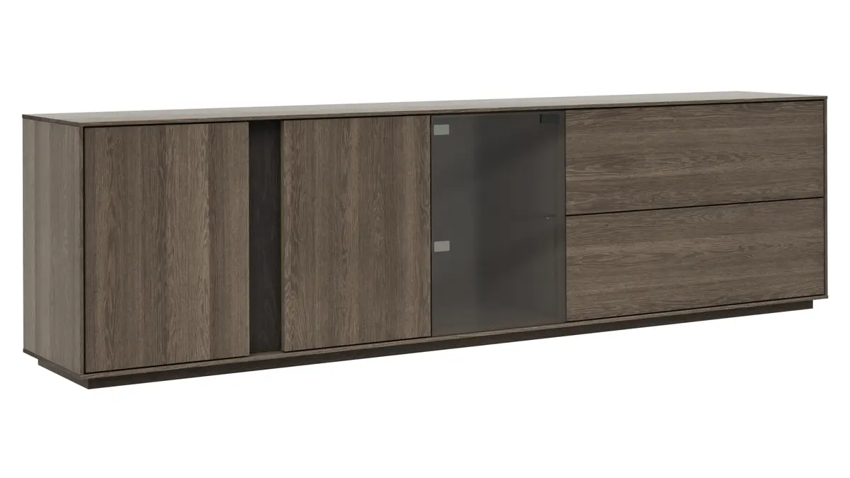 Mediaboard Saratoga - Buche massiv, silbergrau geölt