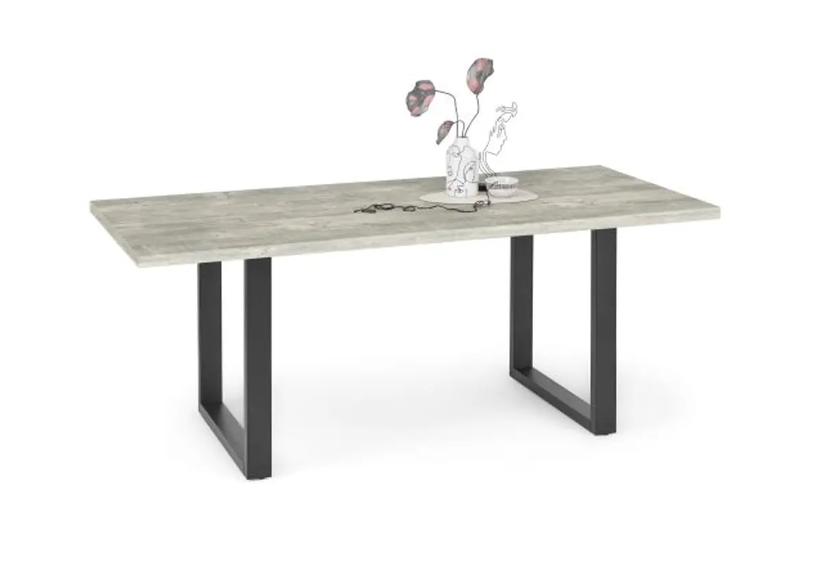 Esstisch - LB ca. 180x90 cm, Betonoptik, Schwarz