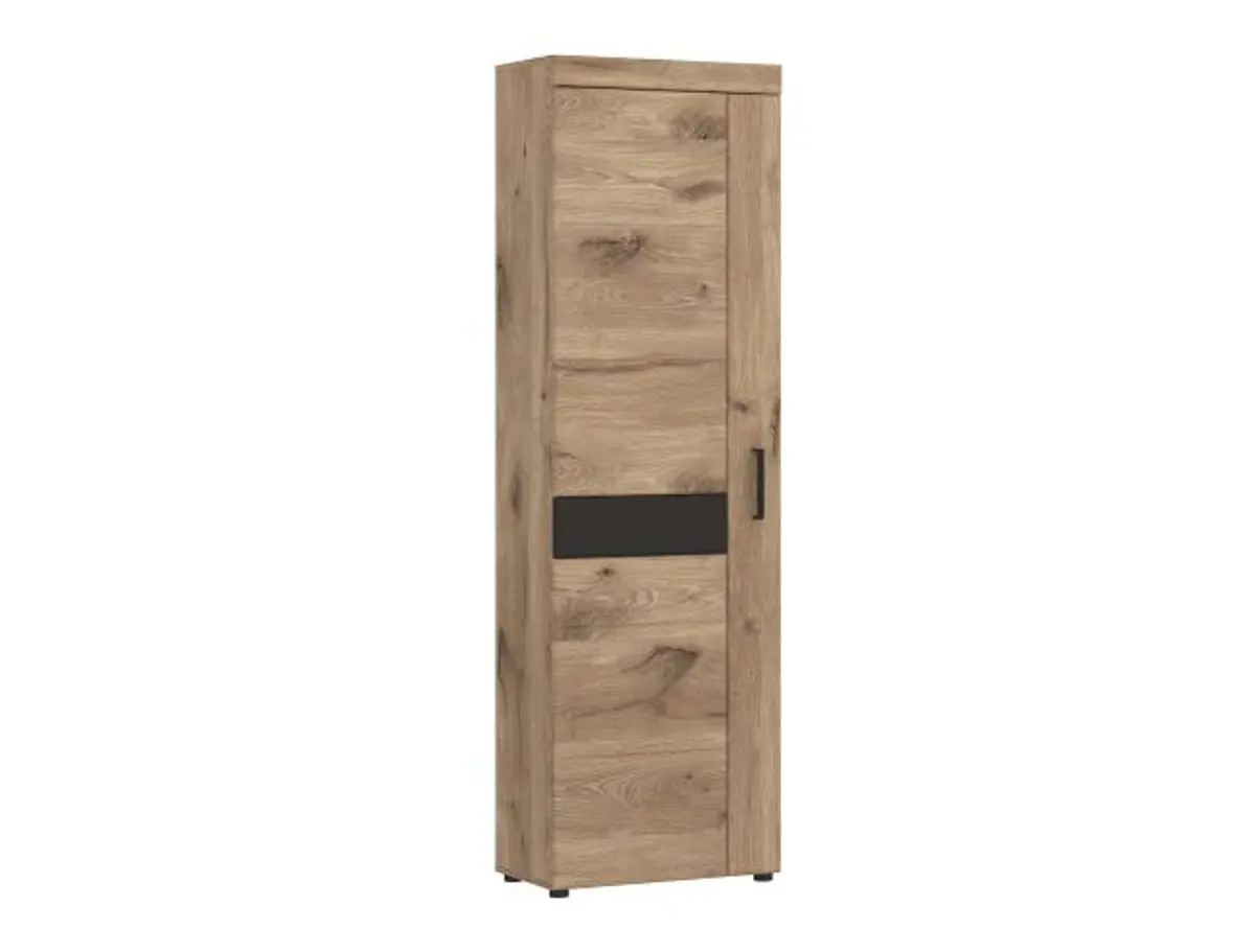 Garderobenschrank- B ca. 58 cm, Eiche Dekor, Dunkelgrau