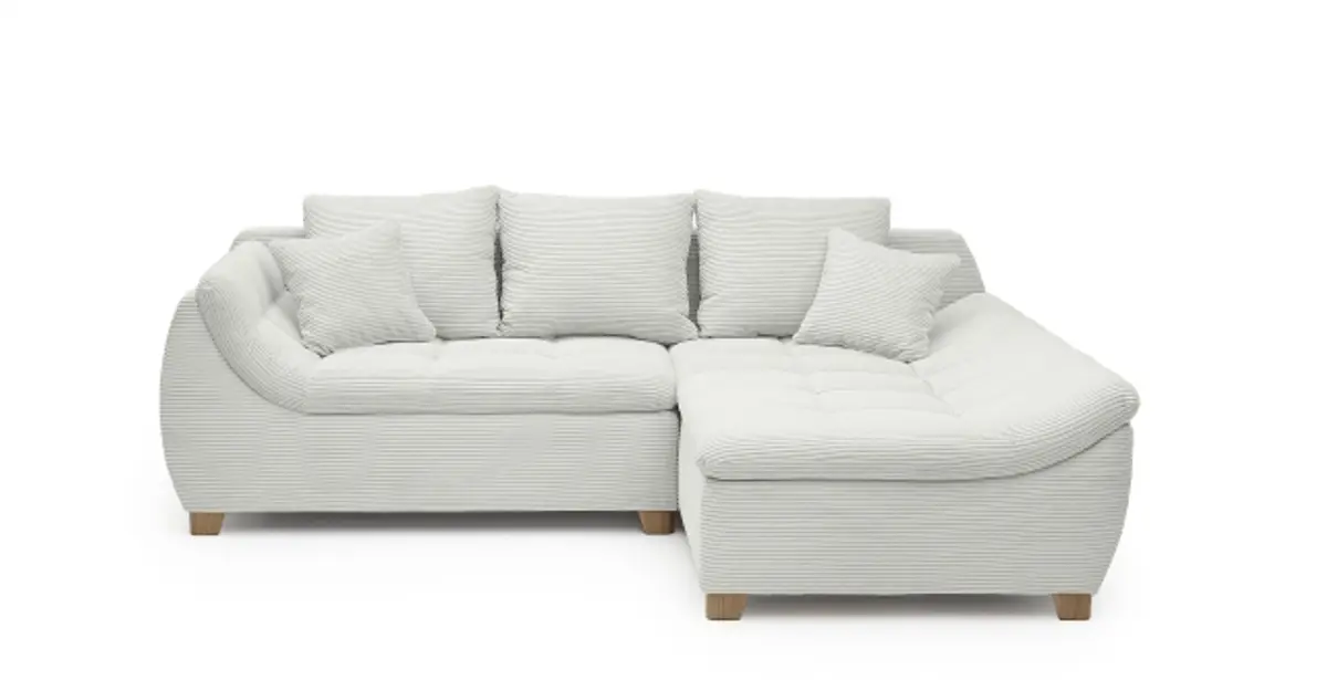 Ecksofa JAMILA - 2-Sitzer, Ecke rechts, Stoff, Beige