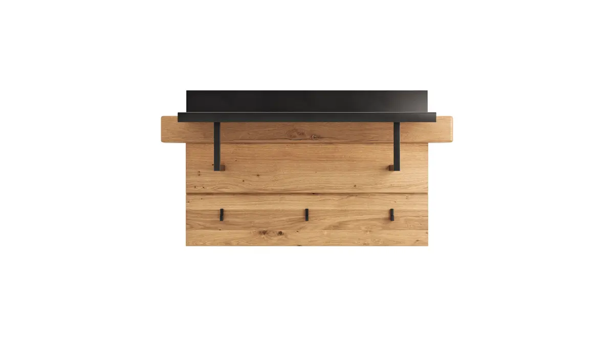 Wandpaneel Blackpool - Eiche massiv mit Metall schwarz